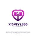 Love Kidney Logo Design Concept. Urology Logo Vector Template