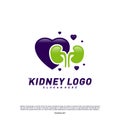 Love Kidney Logo Design Concept. Urology Logo Vector Template