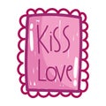 love kiss romantic greeting card in cartoon style design
