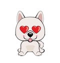 In love, kiss, romantic, relationship, happy, with heart eyes emotions. dog character illustrations in vector. Eskimo Dog or Spitz