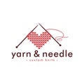 Love Knitting Logo, Needle and Yarn Logo, Simple Knitting Logo Vector Design Royalty Free Stock Photo