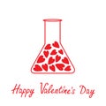 Love laboratory glass with hearts inside. Happy Va