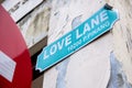 Love Lane signage which is located in the lane within the inner city of Georgetown,Penang.