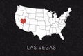 Love Las Vegas Picture. Map of United States with Heart as City Point. Vector Stock Illustration Royalty Free Stock Photo