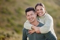 Love, laughter and happily ever after. a young couple spending the day outdoors. Royalty Free Stock Photo