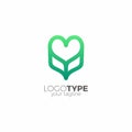 Love Leaf Logo Design. Heart Nature Logo. Love Herbal Logo
