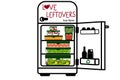 Love leftovers text on fridge, food in storage containers Royalty Free Stock Photo