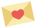 Love letter color icon. Heart on paper envelope