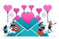 Love letter for couple on valentine day, wedding, engagement. pink heart balloon for success in romantic relationship. decoration Royalty Free Stock Photo