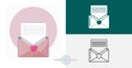Love letter. envelope illustration design element. flat icon. love message isolated flat icon. line, solid love Royalty Free Stock Photo