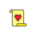 Love letter filled outline icon