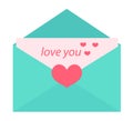 Love letter, flat design. Isolated on white background. Vector illustration Royalty Free Stock Photo