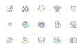 Love letter, Health app and People chatting line icons for website, printing. For design. Vector