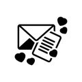 Black solid icon for Love Letter, love and paper Royalty Free Stock Photo
