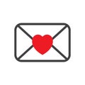 Love letter icon, envelop icons with heart, love email, Valentines day love letter flat icon Royalty Free Stock Photo