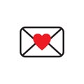 Love letter icon, envelop icons with heart, love email, Valentines day love letter flat icon Royalty Free Stock Photo