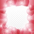 Love letter template lined with small red shaded hearts outline on transparent background.