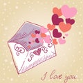 Love letter Valentine retro card