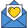 Love letter vector heart in envelop mail icon