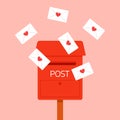 Love letter vector. Mailbox vector. mailbox on pink background.