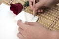 Love letter white by hand for valentine day