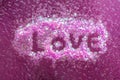 Love letter writen on nail art sticker on pink background