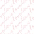 Love lettering diagonal repeat pattern script stripes in pink and white background print design