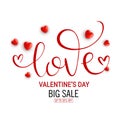 Love lettering. Happy Valentine`s day. Vector illustration with word love for greeting card and sales promotions