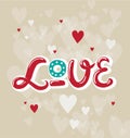 Love lettering with hearts