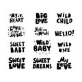 Love lettering set. Hand drawn iillustration. Vector