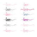 Love. Lettering for your Graphic Cards. Different Versions. For Valentine\'s Day 14 February