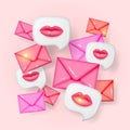 Love letters and chat bubbles Royalty Free Stock Photo