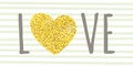 Love letters with golden glitter hearts - valentine greeting card