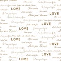 Love letters seamless vector pattern on white. Romantic valentine wrap paper design.