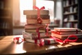 Love Letters Tied with Red Ribbon on Vintage Desk Royalty Free Stock Photo