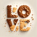 LOVE letters typography font pastry cookies confectionary plain background