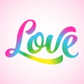 Love - LGBT pride text against homosexual discrimination.