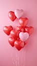 Love Lifted: A Single Heart-Shaped Balloon Held Aloft Against a Pink Canvas. Generative AI