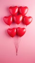 Love Lifted: A Single Heart-Shaped Balloon Held Aloft Against a Pink Canvas. Generative AI