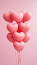 Love Lifted: A Single Heart-Shaped Balloon Held Aloft Against a Pink Canvas. Generative AI