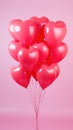 Love Lifted: A Single Heart-Shaped Balloon Held Aloft Against a Pink Canvas. Generative AI