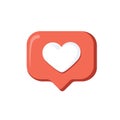 Love like heart social media notification, speech bubble with like. Social media network. Flat vector icon Notification