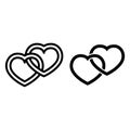 Love line and glyph icon. Connected hearts vector illustration isolated on white. Wedding outline style design, designed