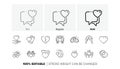 Love line icons. Gift box, Heart and Romantic letter. Linear set. Line icons. Vector