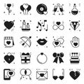 Love line icons set. Happy Valentine day silhouette signs and symbols. Love, couple, relationship, dating, wedding Royalty Free Stock Photo