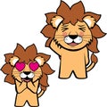 love lion character cartoon standing funny expressions pack