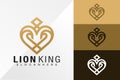 Love Lion King Logo Design Vector Template