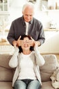 couple love elderly old home hug Royalty Free Stock Photo