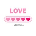 Love loading Progress status bar icon. Pink heart set. Happy Valentines day greeting card. Web design app download timer. Flat