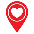 Love location, pin icon concept with heart